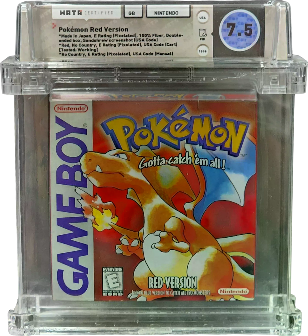 1998 POKEMON RED VERSION SANDSHREW NINTENDO GAME BOY GB WATA 7.5 CIB